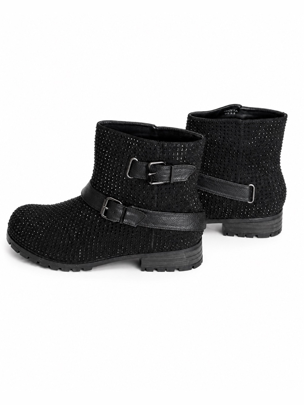 Buckle Boots Black Studded Lug Sole‎ Glam NIB Size 9.5 Whimsy Goth Fairy